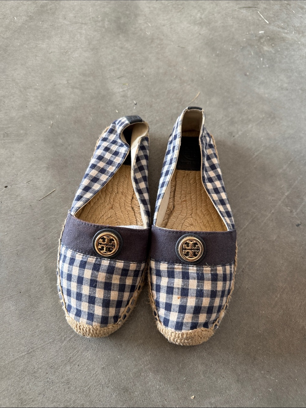 Tory Burch Women’s Blue Gingham Slip-On Espadrilles